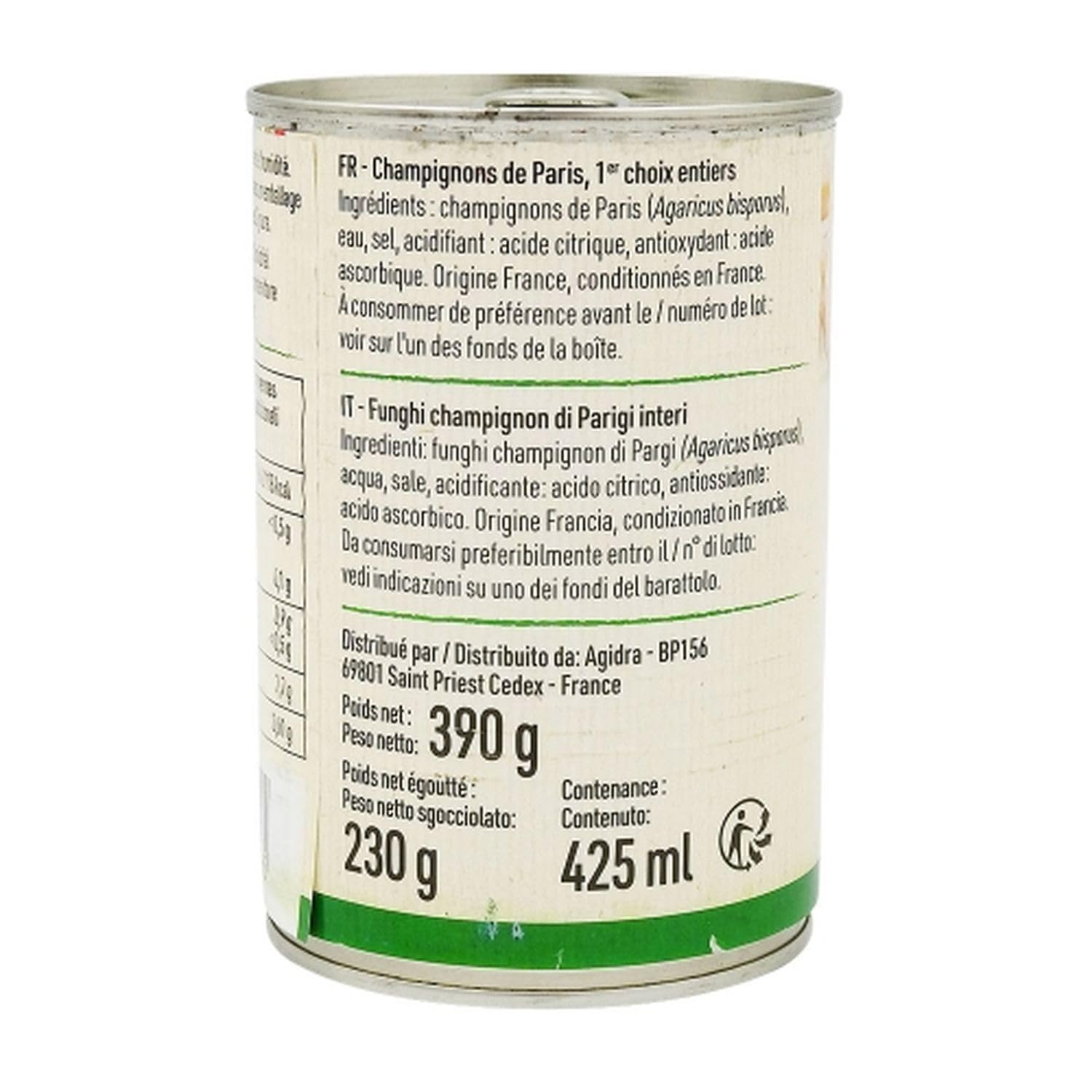 Agidra Lot 12x Champignon Paris entier - France - Boîte 390g