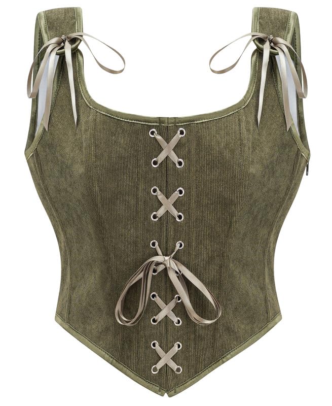 Amazon.com: Dreay Womens Vintage Grommet Lace Up Tie Front