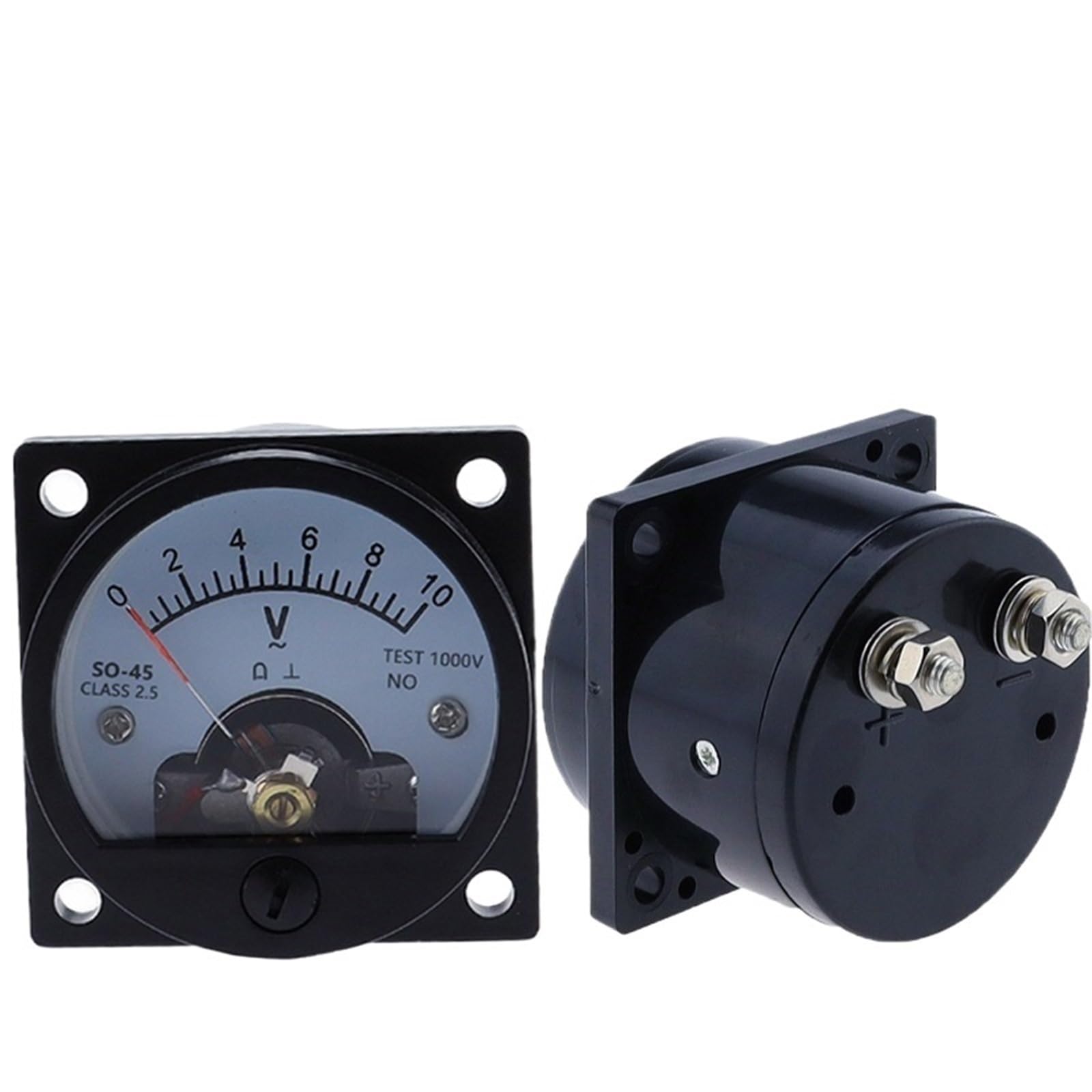 Voltímetro SO-45 CA 5 V 10 V 15 V 20 V 50 V 100 V 150 V 200 V 300 V 500 V Medidor de panel con dial analógico redondo Medidor de voltímetro negro(AC 400V)