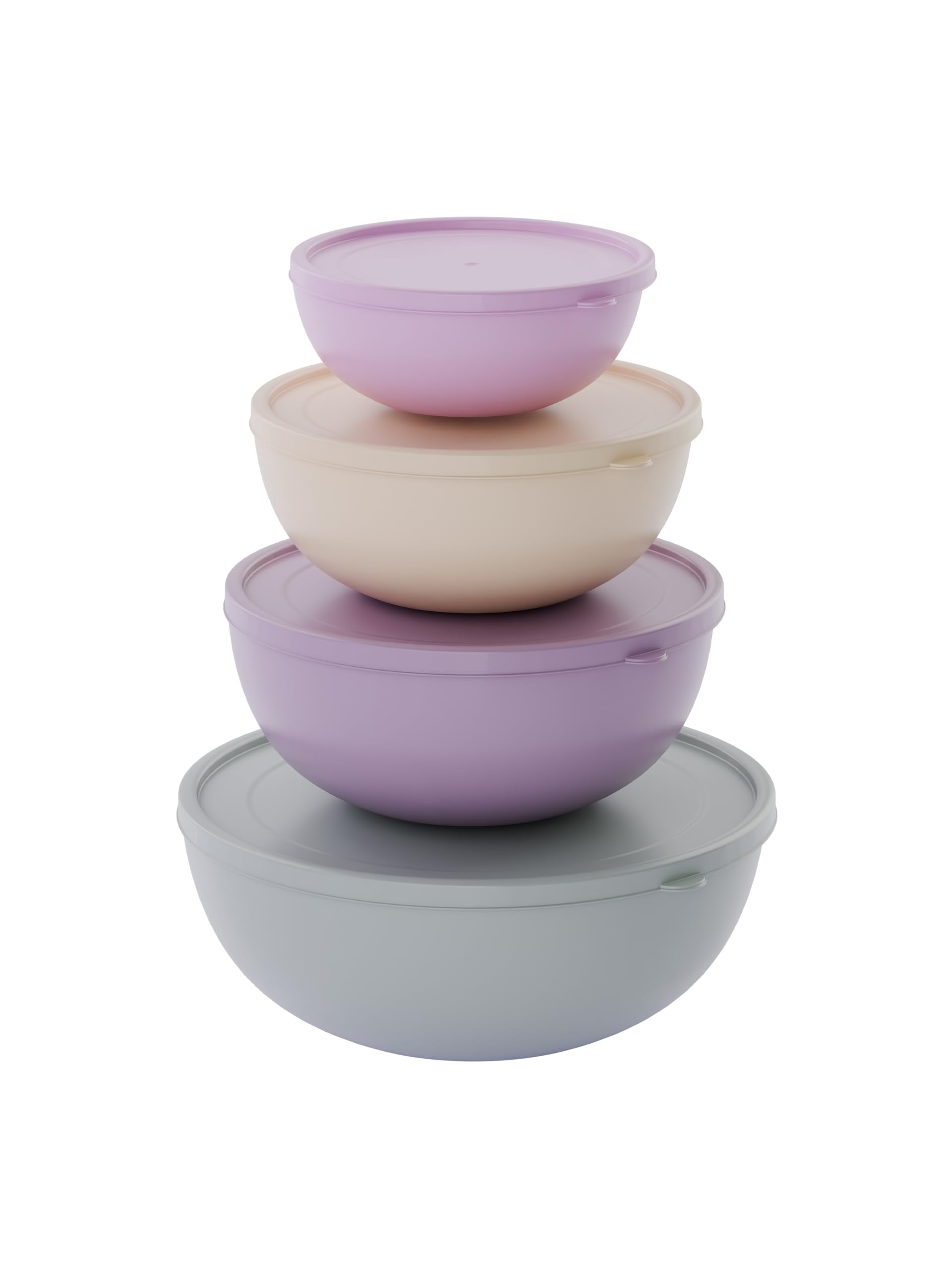 nestive home Plastic Bowl Set with Lids – 4 Piece Food Storage Containers, BPA Free, Microwave, Freezer & Dishwasher Safe, Reusable Kitchen & Fridge Storage (220ml, 428ml, 687ml & 1100ml)