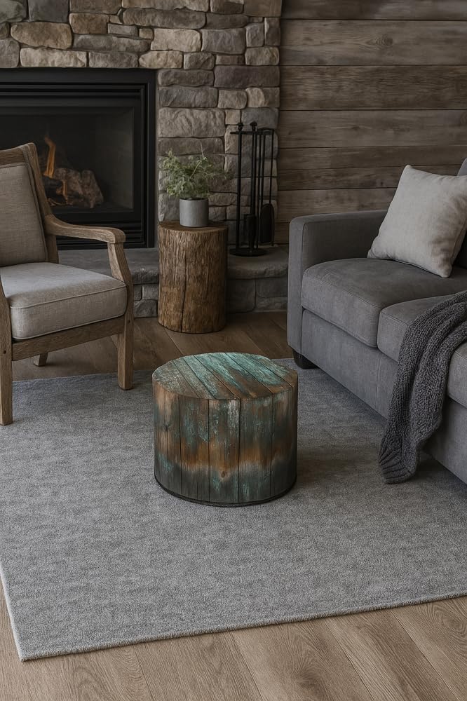 Bertoni Pouf da giardino per sedersi puffer sedile Pouf rotondo ottomano mobili da giardino (AVANA)