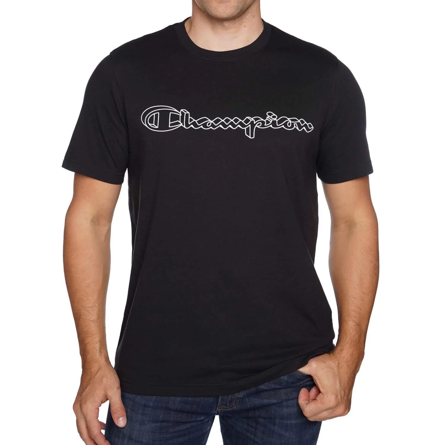 Champion Men's Short Sleeve Graphic Tee Graphic Tees Men Mens T Shirt  Crew Neck Shirt Black Large