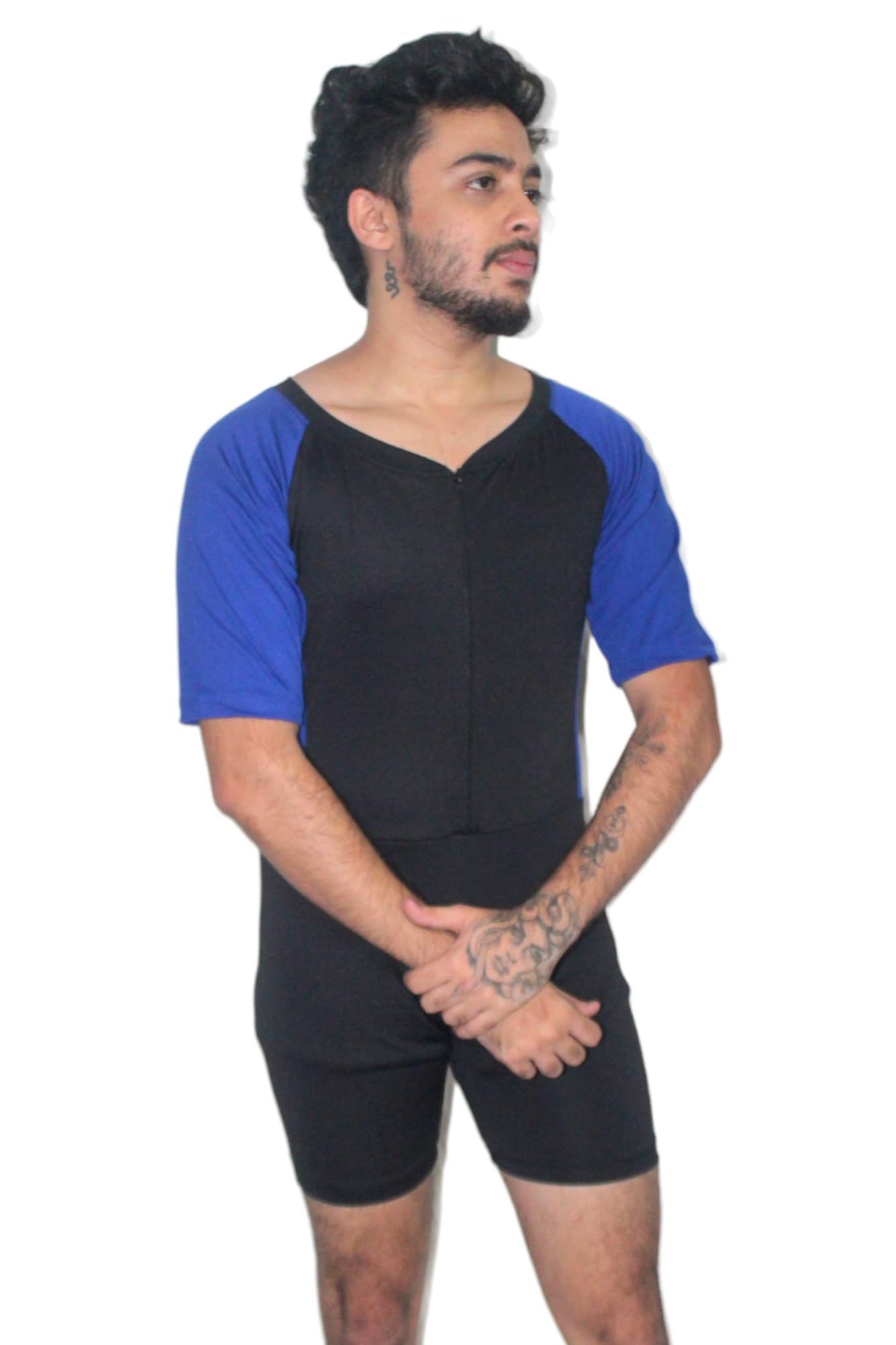 qua Holic Premium Swimsuit | Wrestling | Weightlifting | Skating | Multy Sports Costume for Men (S, Black)