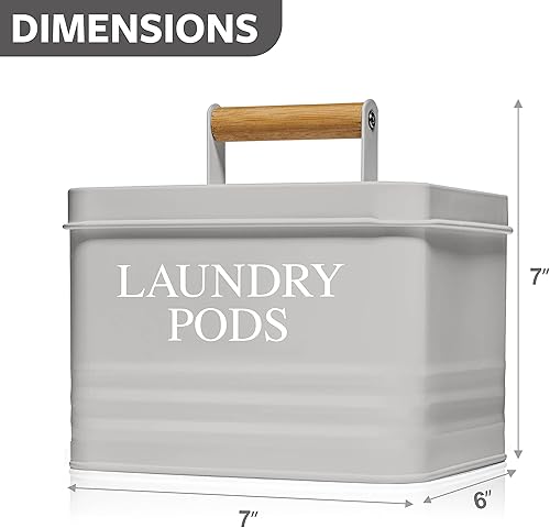 Miniatura 9 de Calindiana Modern Farmhouse - Soporte metálico para cápsulas de lavandería con tapa, organización que ahorra espacio, capacidad para 81 cápsulas,