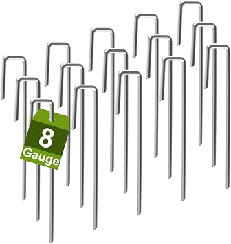8 Gauge Landscape Edging Border Staples 6 Inch 30 Pack, Hot-Dip Galvanized Steel Garden Stakes Heavy Duty Garden Staples Pins for Landscape Edging, Weed Barrier Fabric, Irrigation Tubing, Plant, Fence