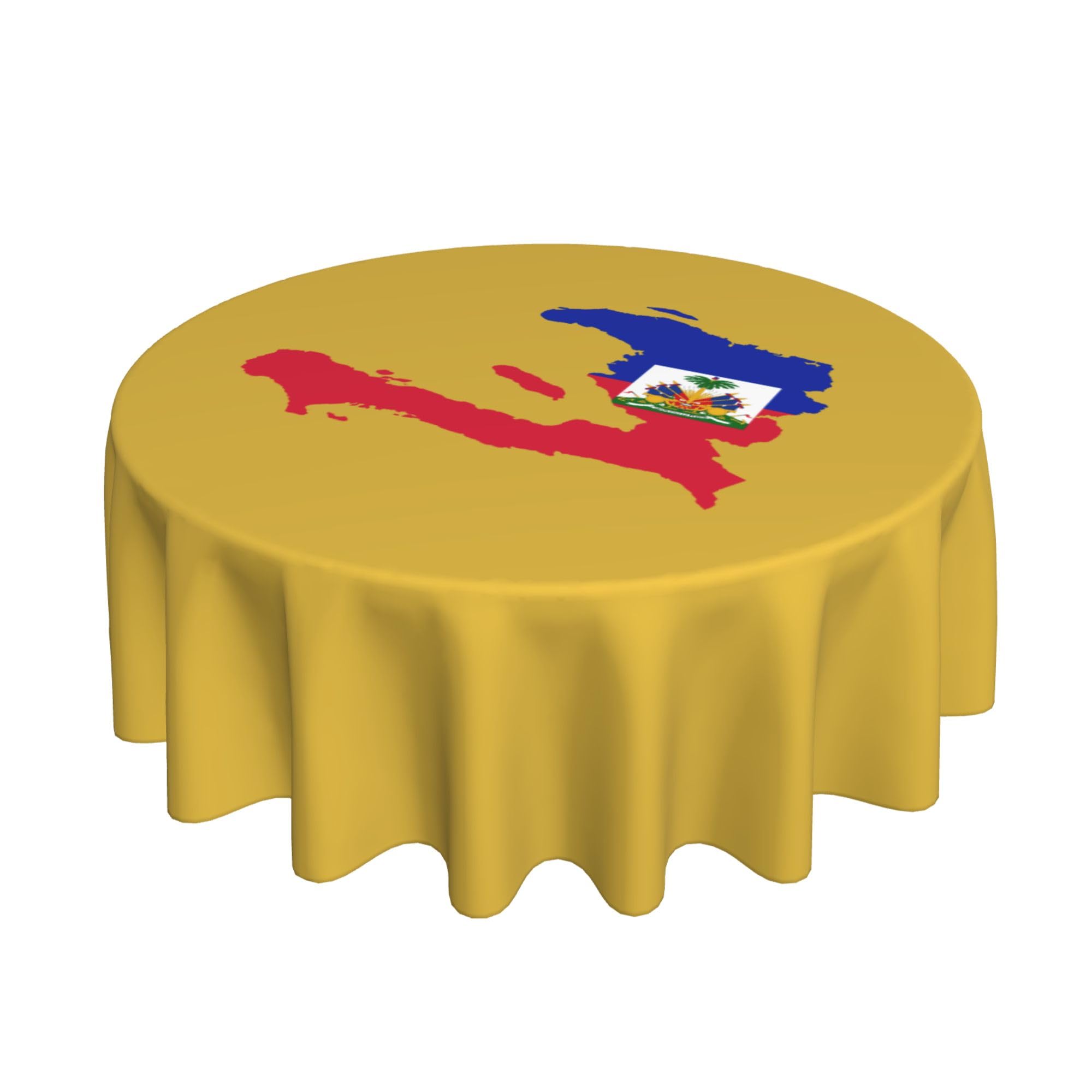 HLBSDM Flag map of Haiti 60" Restaurant Circle Decor Tablecloth Festive Table Cover Round Art Desk Cloth