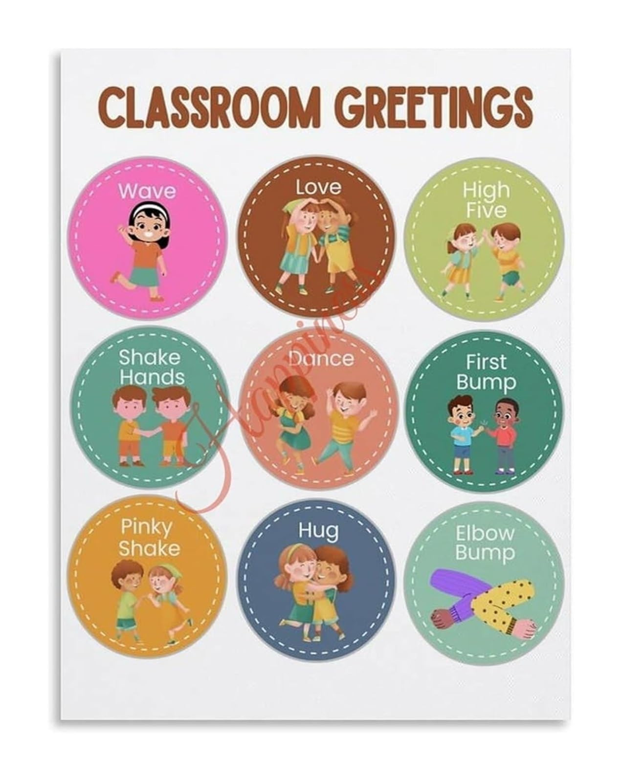 MQXFCZUX Social Emotional Learning SEL Poster Morning Greetings Classroom Rules Chart for Preschool Elementary Framed,12x18inch(30x45cm)