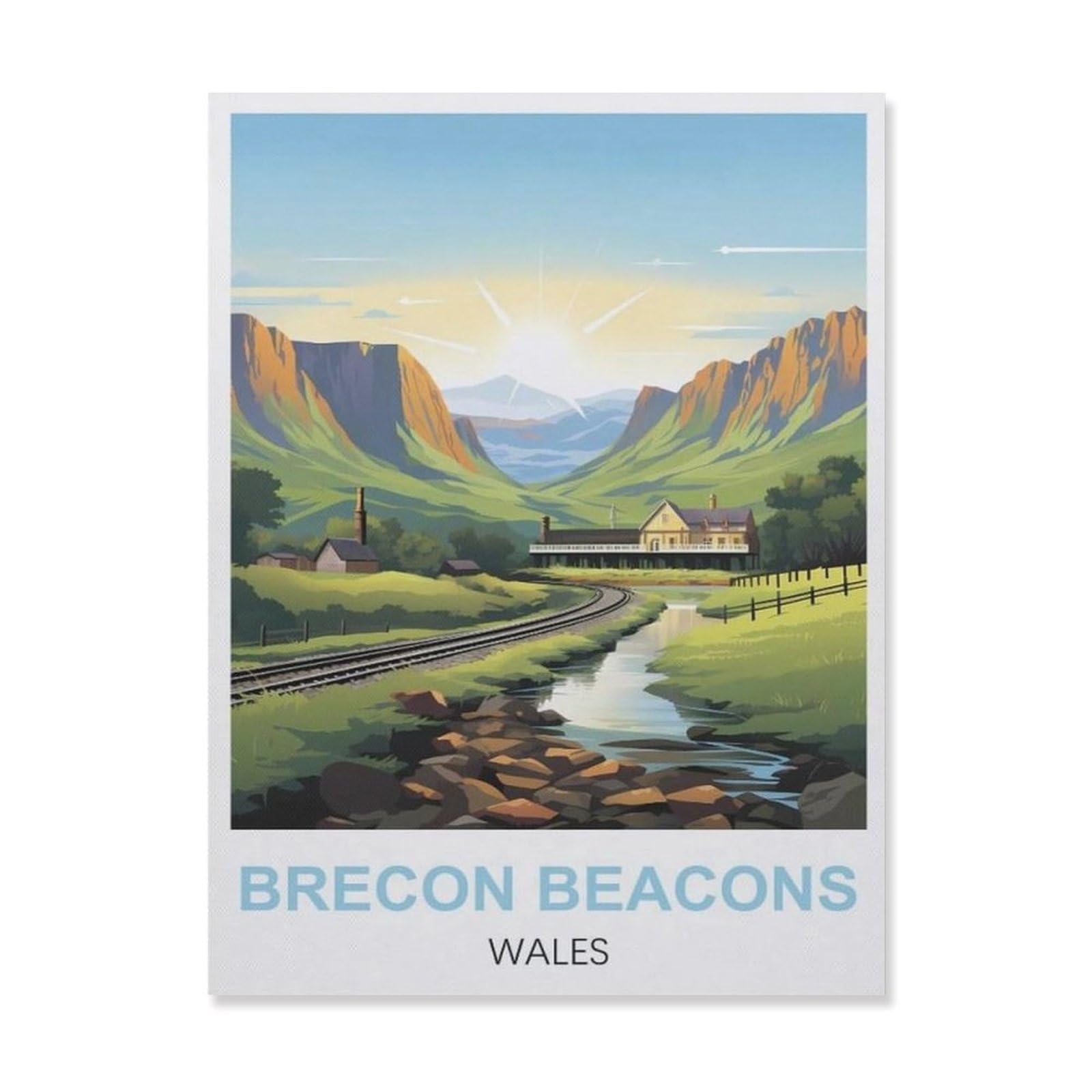 Vintage Metal Tin Sign，Brecon Beacons Wales(20x30cm）