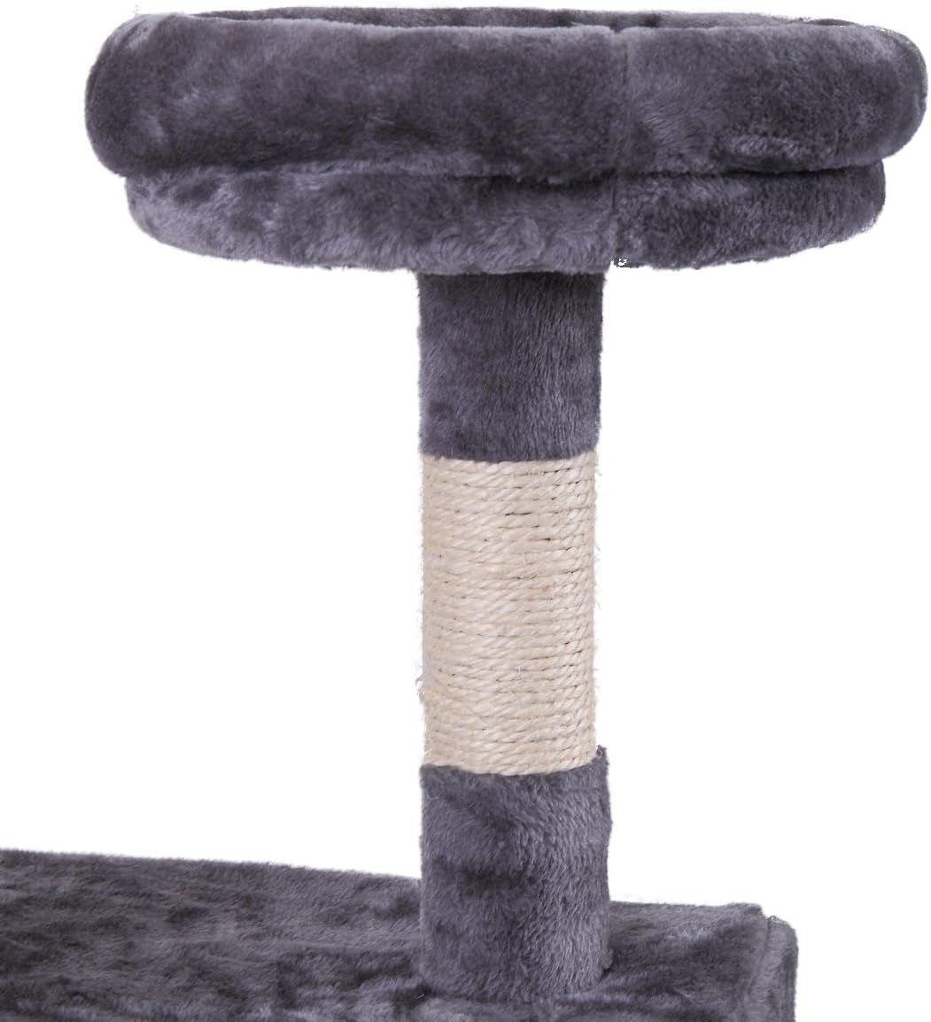 JAXPETY 60”H Multi-Level Cat Tree Cat Tower, 2 Large Condo House with Scratching Posts, Kitty Pet Play Activity Center, Gray