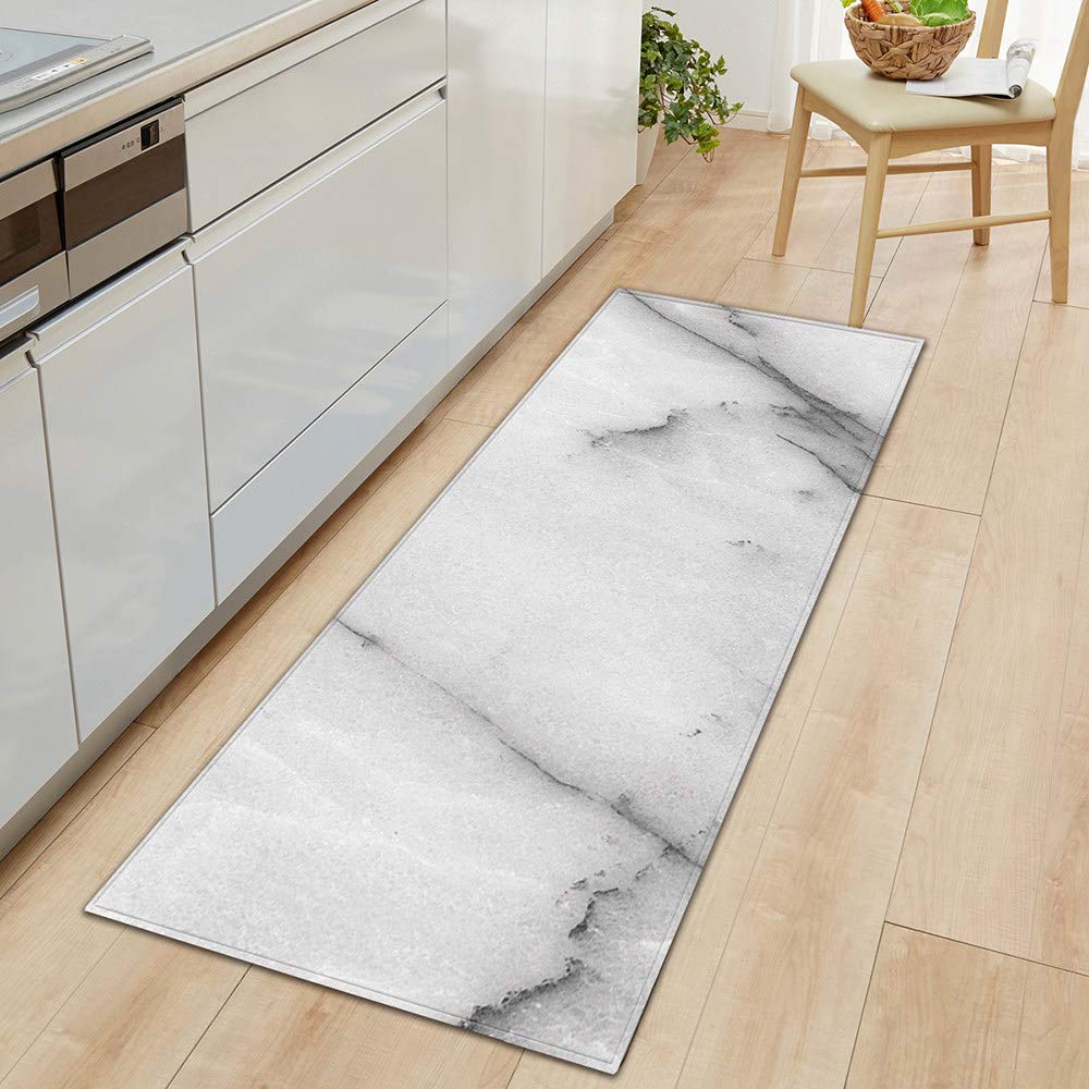 Tappeto Antiscivolo Assorbente con Motivo Marmo per Cucina, Tappetino a Strisce Lavabile per Soggiorno, Camera da Letto e Bagno, zerbino con Motivo Pietra in Fibra di Poliestere, Grigio, 60x