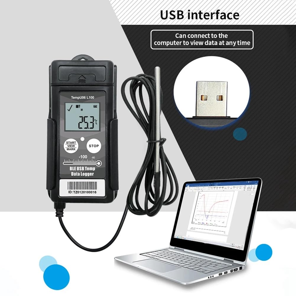 TempU06-100°C rejestrator danych niskotemperaturowych cyfrowy 32000 punktów Bluetooth USB rejestrator temperatury do przechowywania zimnego łańcucha