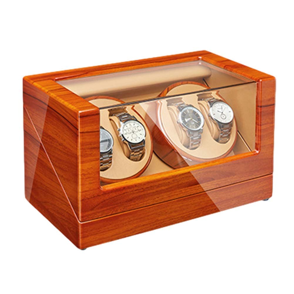 QUSYZD Watch Winder Watch Winder Box 4 for Automatic Watches Wooden Piano Finish Quiet Motor 4 Rotation Mode Setting Fit Lady Man Watches,D Watch Winder powerfully,B-A