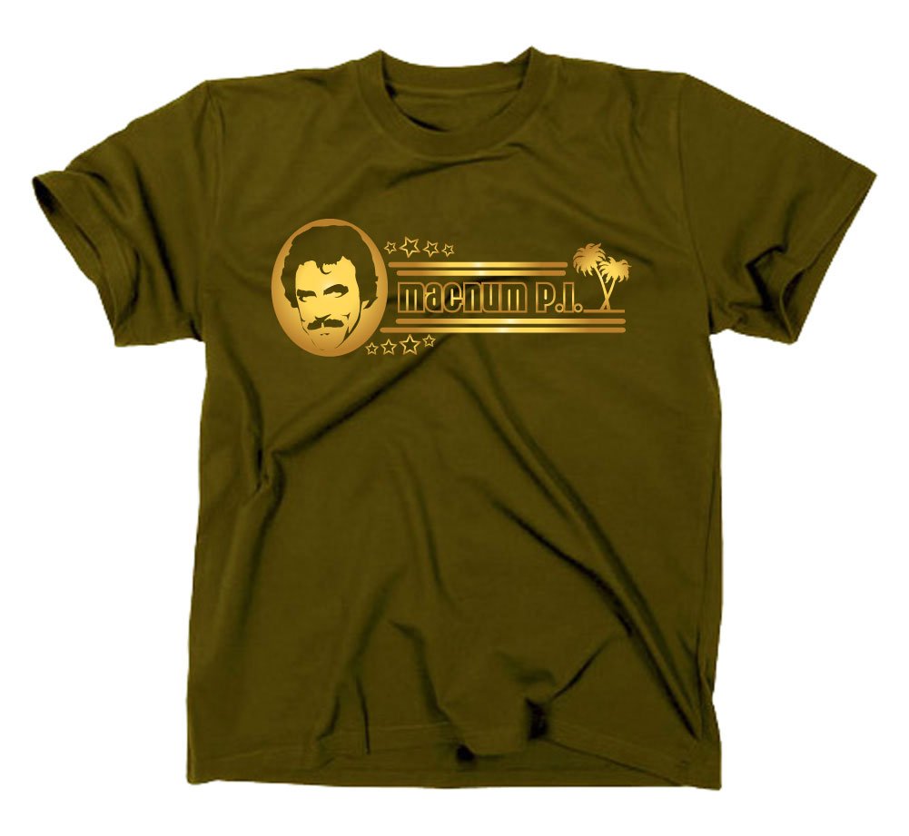 Styletex23 Men's Green Magnum Pi T-Shirt, Olive, Xl