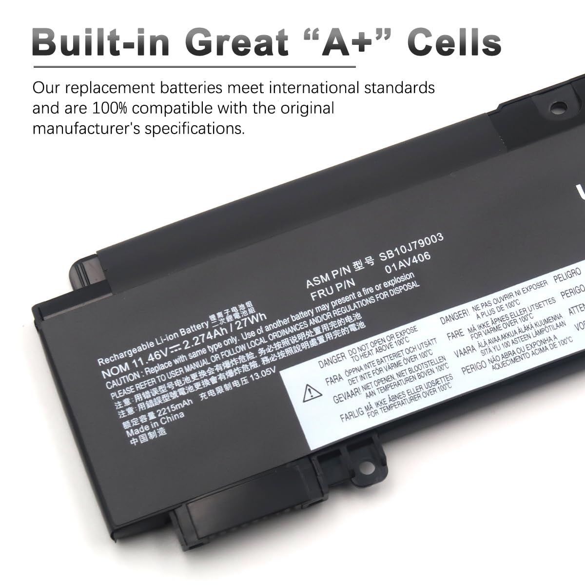 01AV406 01AV405 Batería para Lenovo ThinkPad T460S T470S Serie 01AV462 00HW024 00HW025 00HW038 01AV407 01AV408 SB10J79002 L16M3P73 SB10K97605 SB10F46462 SB10F46463 SB10J79003 11.46V 27Wh