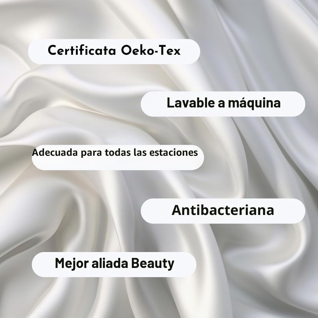 OFFTOPIC Funda de Almohada de Seda Natural 100% Pura de 22 Momme 50 x 75| Stop de Arrugas, Cabello Encrespado y Puntas Dobles