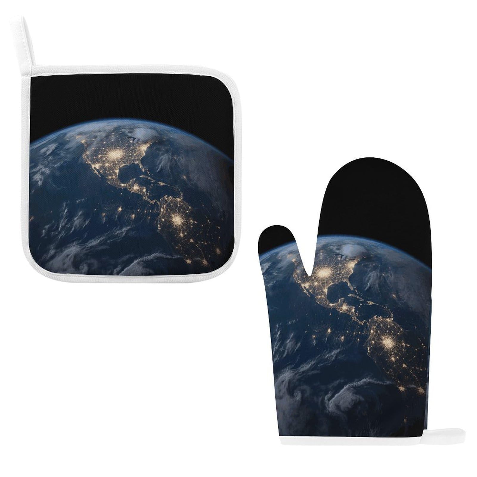 Fodpand Style Earth From The Outer Space Oven Mitts And Pot Holders Sets