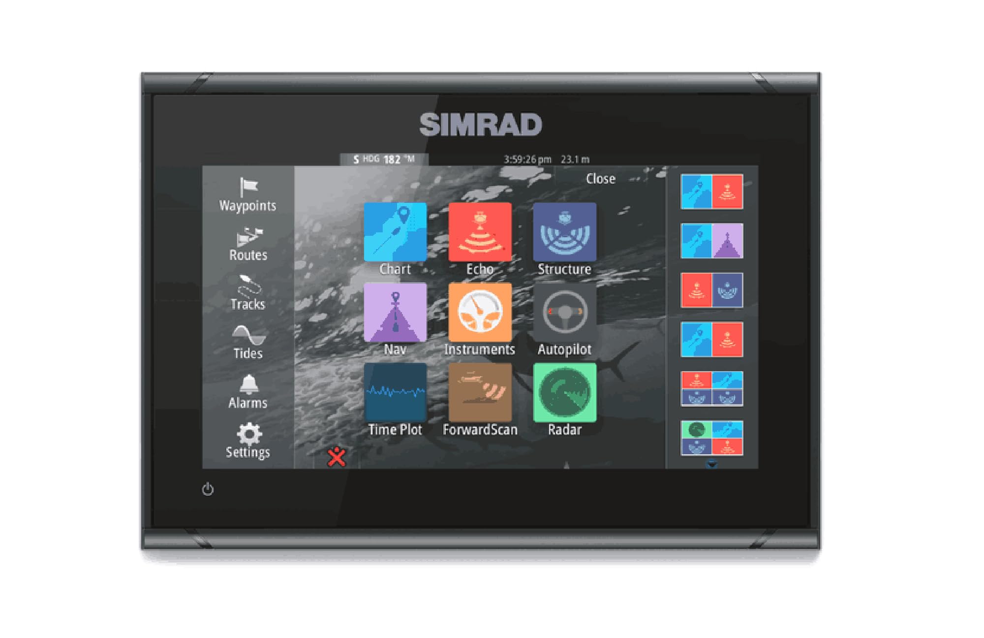 Simrad GO Chartplotter and Fish Finder, with Transducer and Radar Options, Preloaded C-MAP Discover Chart Card