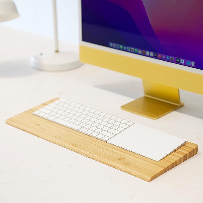 lazyworm 3in1 Bamboo Wireless Keyboard Tray & Wrist Rest Compatible