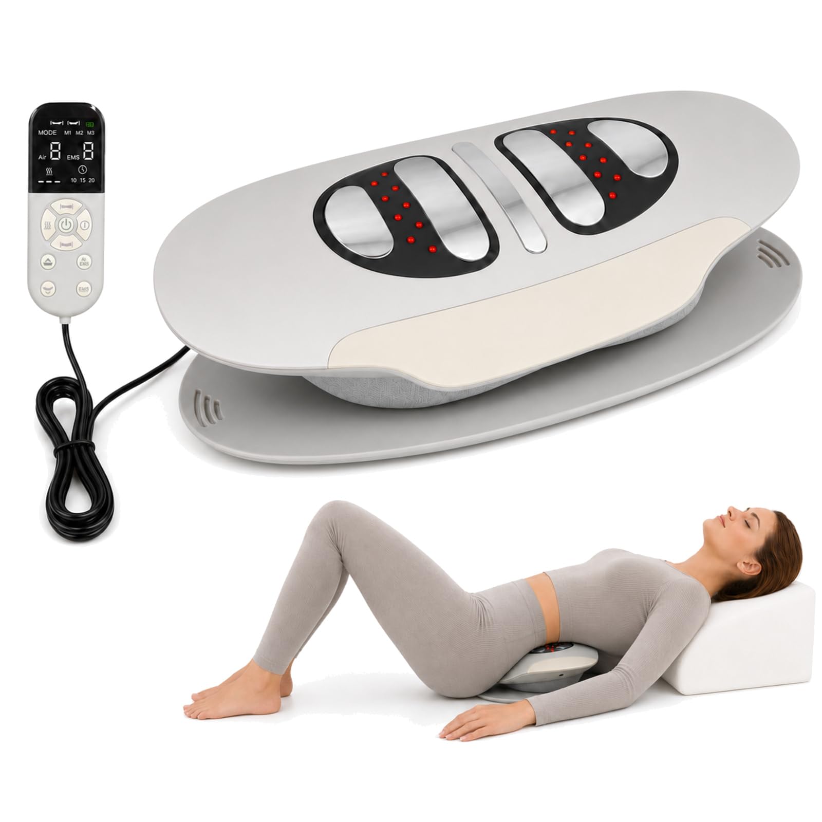Rückenmassagegerät mit Wärme, EMS, Vibration und Airbag-Traktion