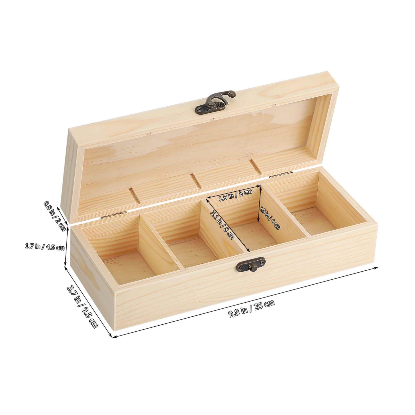 SEWACC Aufbewahrungsbox für 4 Fächern 2 Stück mit 4 Fächern und Klappbarem Deckel Rustikaler Stil Bastelraum und Selbstgemacht Projekte