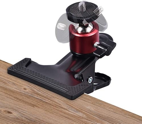 Miniatura 6 de UTEBIT Abrazadera con abrazadera de trípode de cabeza esférica  Soporte de abrazadera de metal con tornillo de 14 pulgadas, abrazadera de cámara de