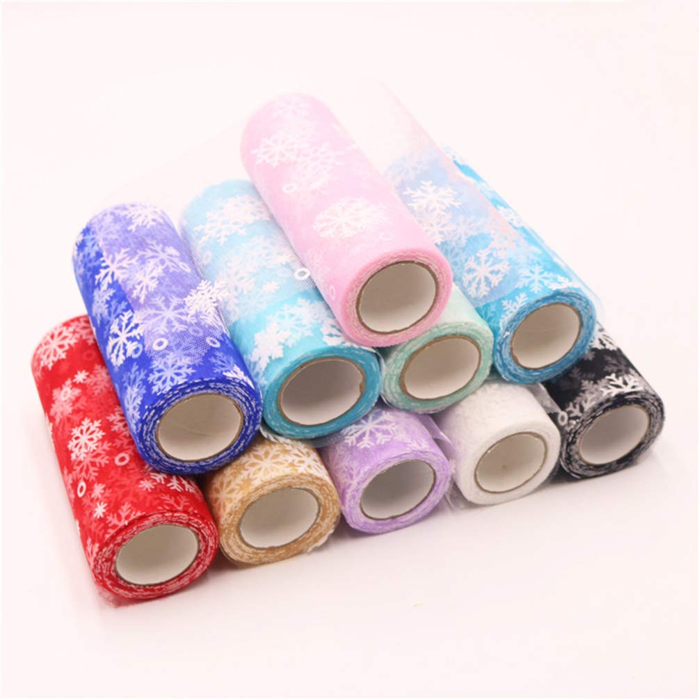 MAGICLULU Christmas Tree Ribbon Snowflake Tulle Roll Snowflake Ribbon Christmas Organza for Wrapping Fabric Craft Tree Decoration 6 x 10 Yards (Ice Blue) Present - Image 3