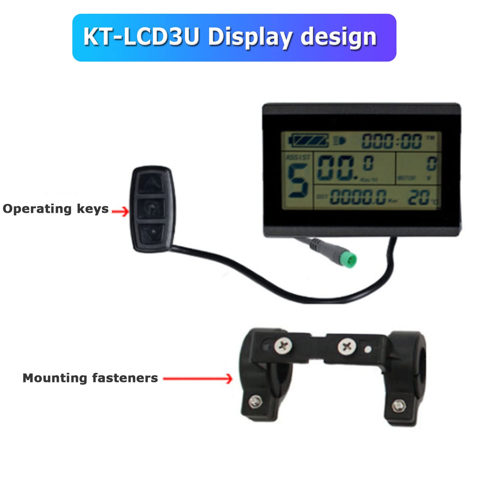 Mélange de Vitesse électrique, Compteur Intelligent de vélo électrique étanche, Compteur d'écran électrique LCD, Compteur d'affichage de données d'écran pour Le vélo électrique des Scooters