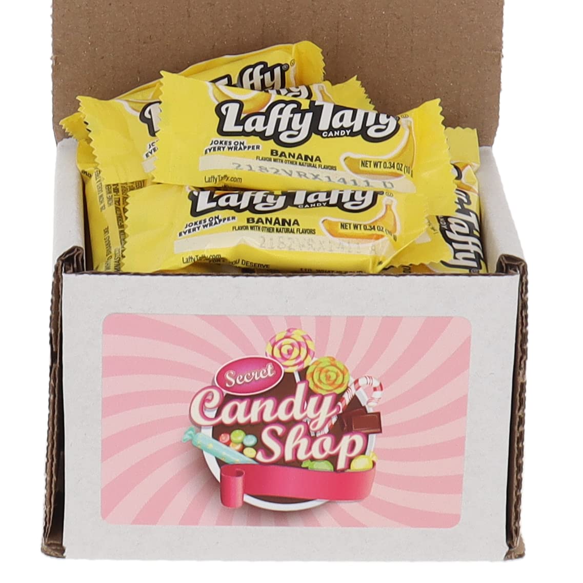 SECRET CANDY SHOPLaffy Taffy Mini Candy Bulk in Box (Individually Wrapped) (Banana, 8oz)