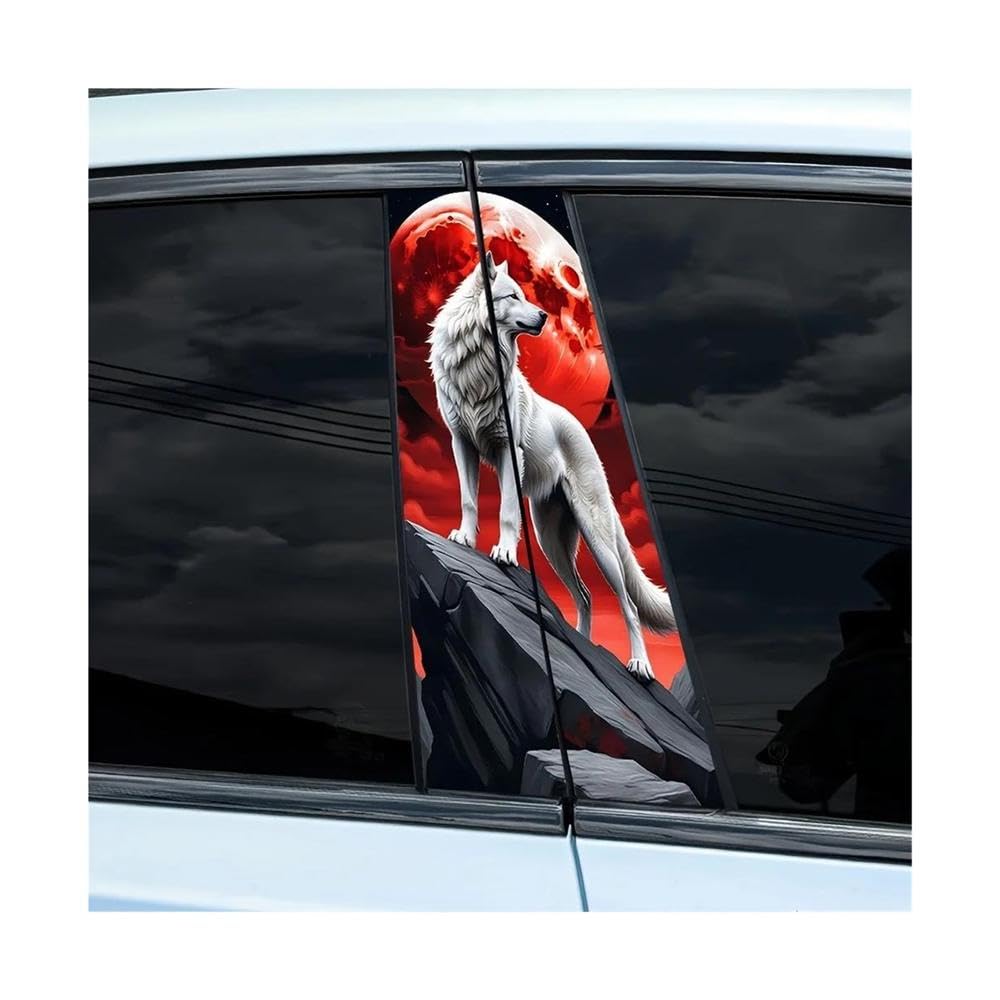 Decorative Items 2pcs Car Center Pillar Sticker Wolf Pattern Auto B-Pillar Waterproof Protective Film