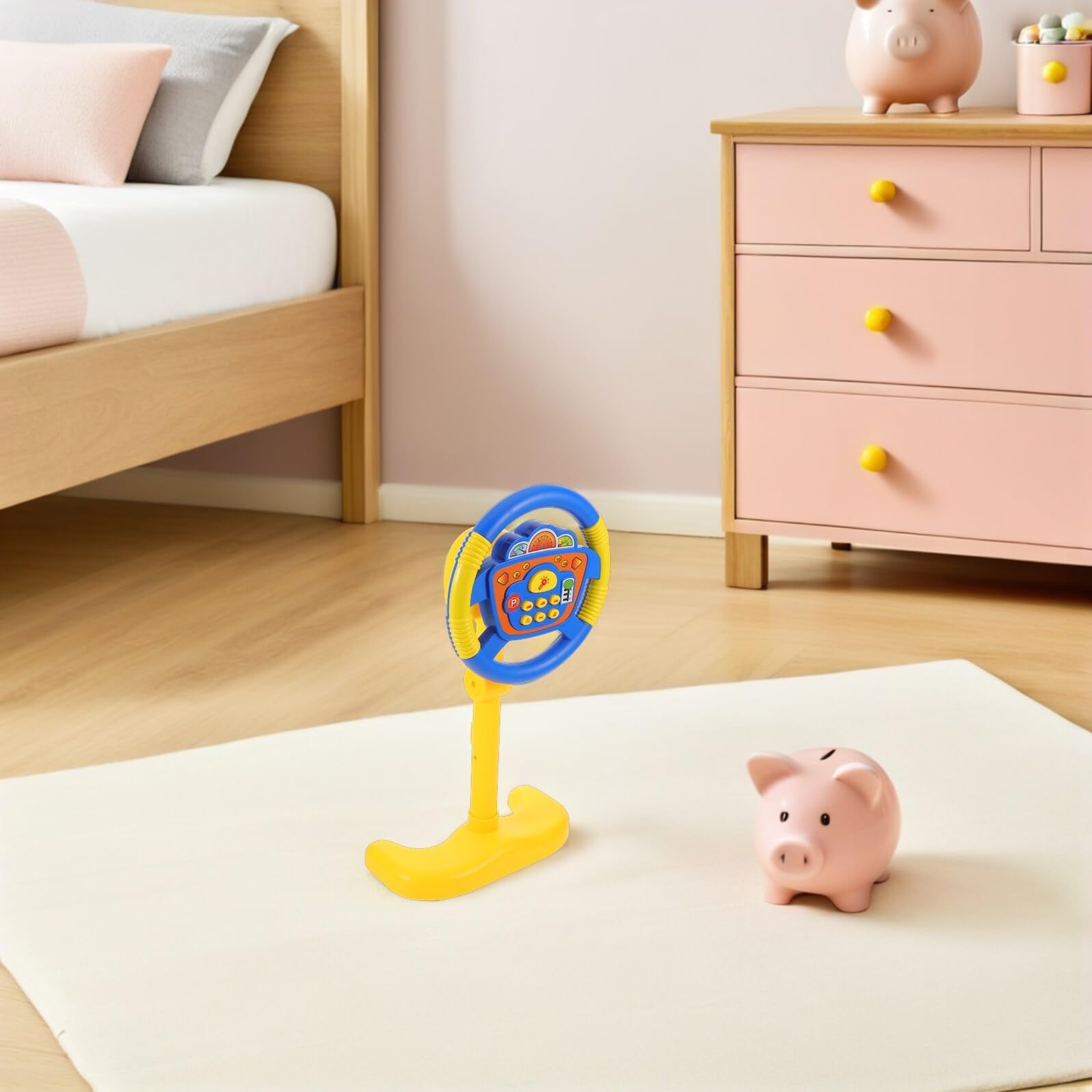 Volante Giocattolo per Ragazzo Ragazza con Musica Volantterattivo da Pavimento in Plastica Adatto per Giochi di Simulazione di Guida all Aperto Casa