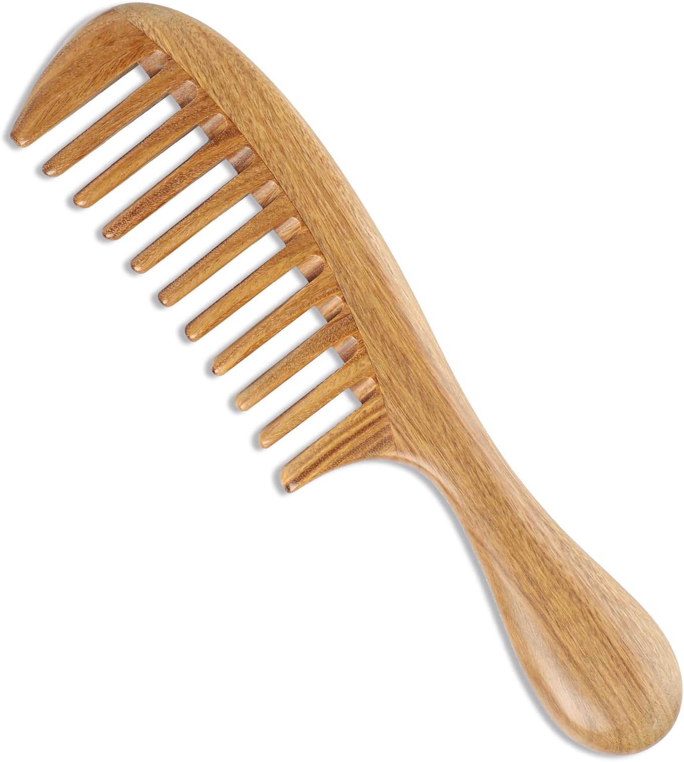 Onedor Handcrafted Green Sandalwood Wooden Comb - 100% Natural, Anti-Static, and Scented Hair Detangler for Men and Women (Extra Wide Tooth Comb)
