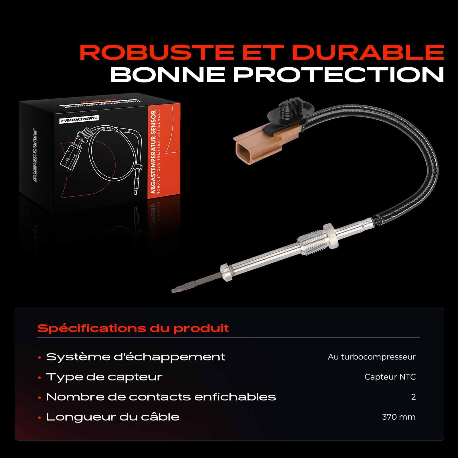 Frankberg Capteur de Température d'Échappement Compatible avec Primastar Bus Vivaro Break Master III Camionnette Megan.e III Coupé Trafic II Bus Trafic II Camionnette Remplacer# 8200930751