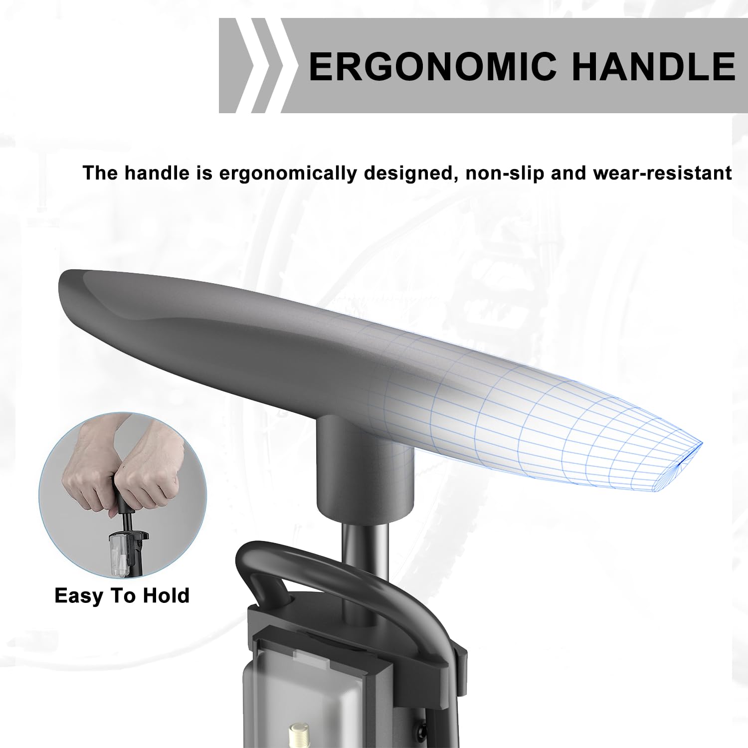 VIMILOLO Bicycle Pump, Bike Floor Pump with Gauge Inflator for Presta and Schrader Valve Portable Tire Pumps for Ball Bike Pumps