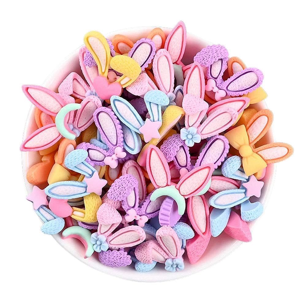 Ulalaza 30pcs Slime Charms Mixed Set Resin Flatback Making Supplies For DIY Craft Making And Ornament Scrapbooking Beads Assorted Candy Fruit Cake Ornament
