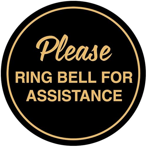 Miniatura 9 de Signs ByLITA Circle Please Ring Bell For Assistance - Letrero de pared o puerta  Fácil instalación  Letrero de recepción de recepción (plata