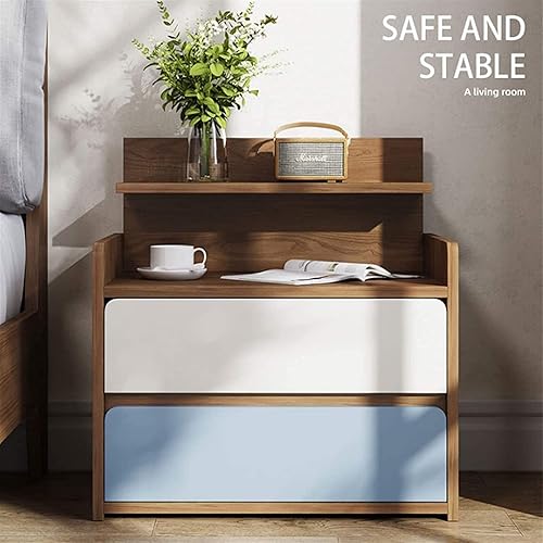 Miniatura 5 de Mesita de noche rústica y moderna con 2 cajones para dormitorio, sala de estar y oficina, muebles versátiles para llenar el vacío en la habitación