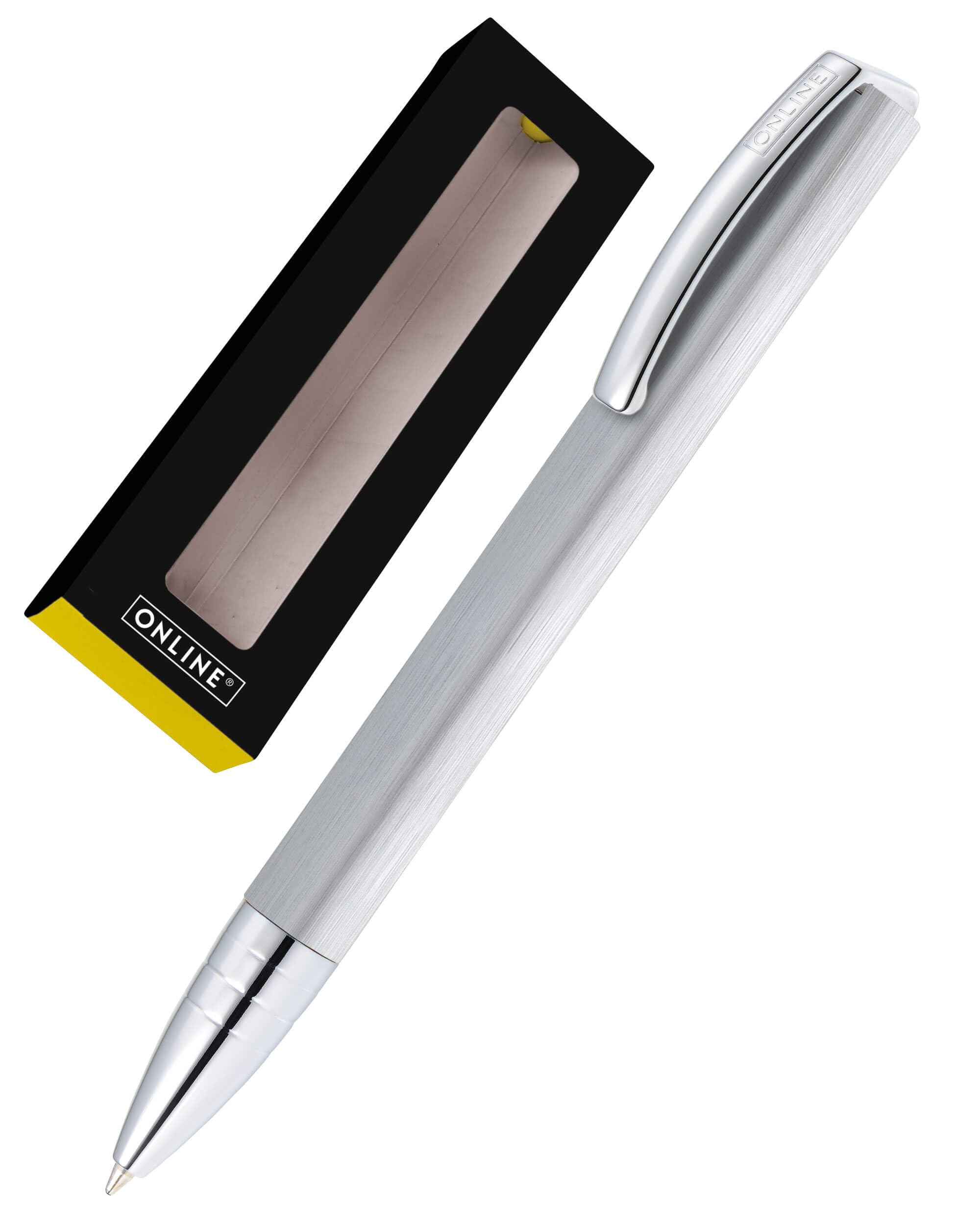 Ballpen Vision Silver | made of aluminum | with international king size refill | refillable | writing colour black | in gift box