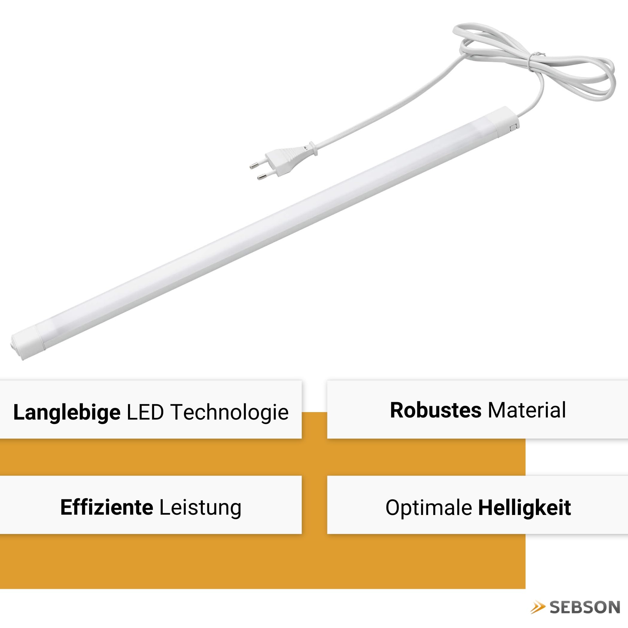 SEBSON LED Unterbauleuchte Küche 80cm, Neutralweiß, LED Lichtleiste 230V - Stecker & Schalter, Indirekte Beleuchtung, Schrankbeleuchtung 24x13x800mm