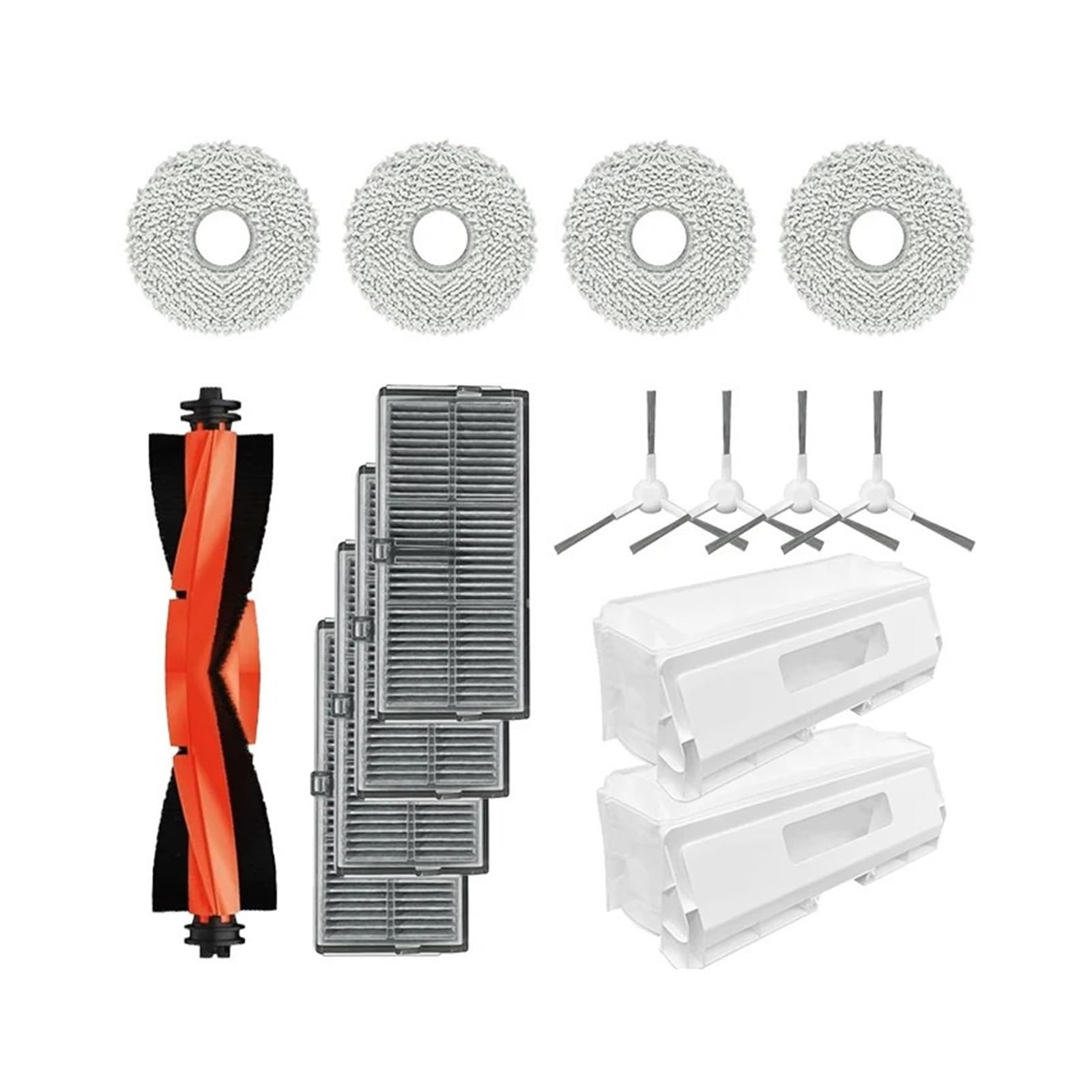 Accesorios compatibles con Xiaomi Mijia H40 / D101CN Robot Aspirador Repuestos Cepillo Lateral Principal Mopa Paño Filtro Bolsa de Polvo Reemplazo(Set-3)