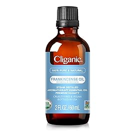 Cliganic Organic Frankincense Essential Oil - 100% Pure Natural for Aromatherapy Diffuser | Non-GMO Verified (Packaging May Vary)