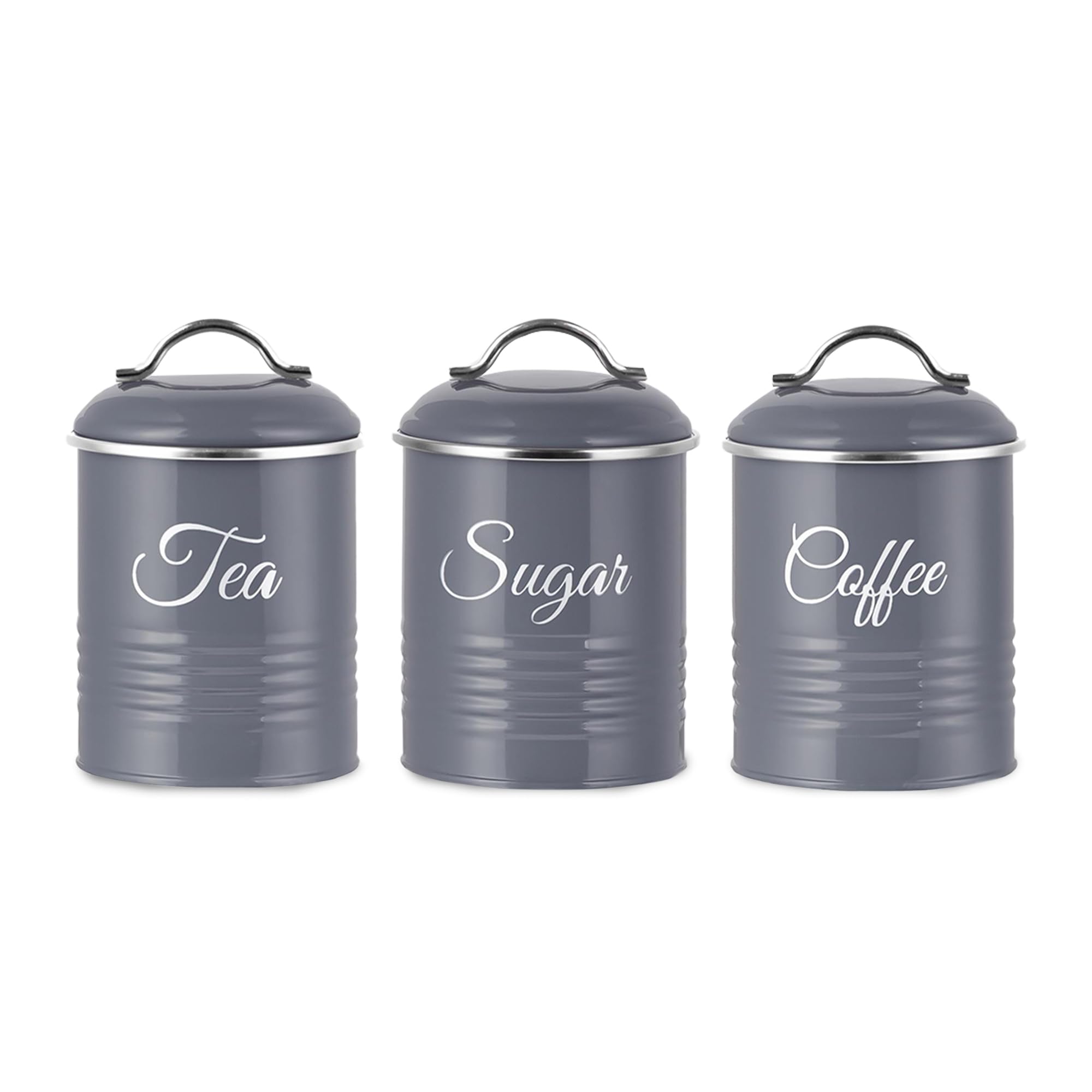 Innoteck 3 Piece High Gloss Grey Kitchen Canister Set