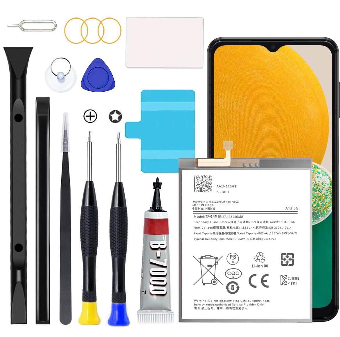 Galaxy A13 Battery,2025 New Upgraded Battery for Samsung Galaxy A13 5G SM-A136U SM-A136U1 SM-A136W with Full Remove Repair Tool Kit