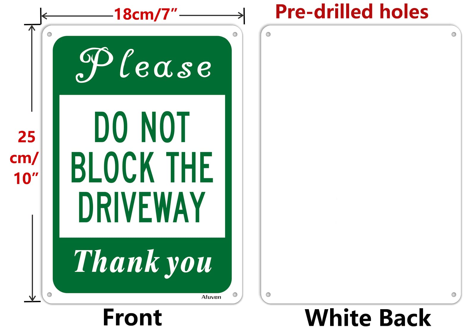 Do Not Block Driveway Schild - 2 Stück Aus Rostfreiem Aluminium, 30,5x45,7 Cm, Wetterfest & Leicht Zu Montieren