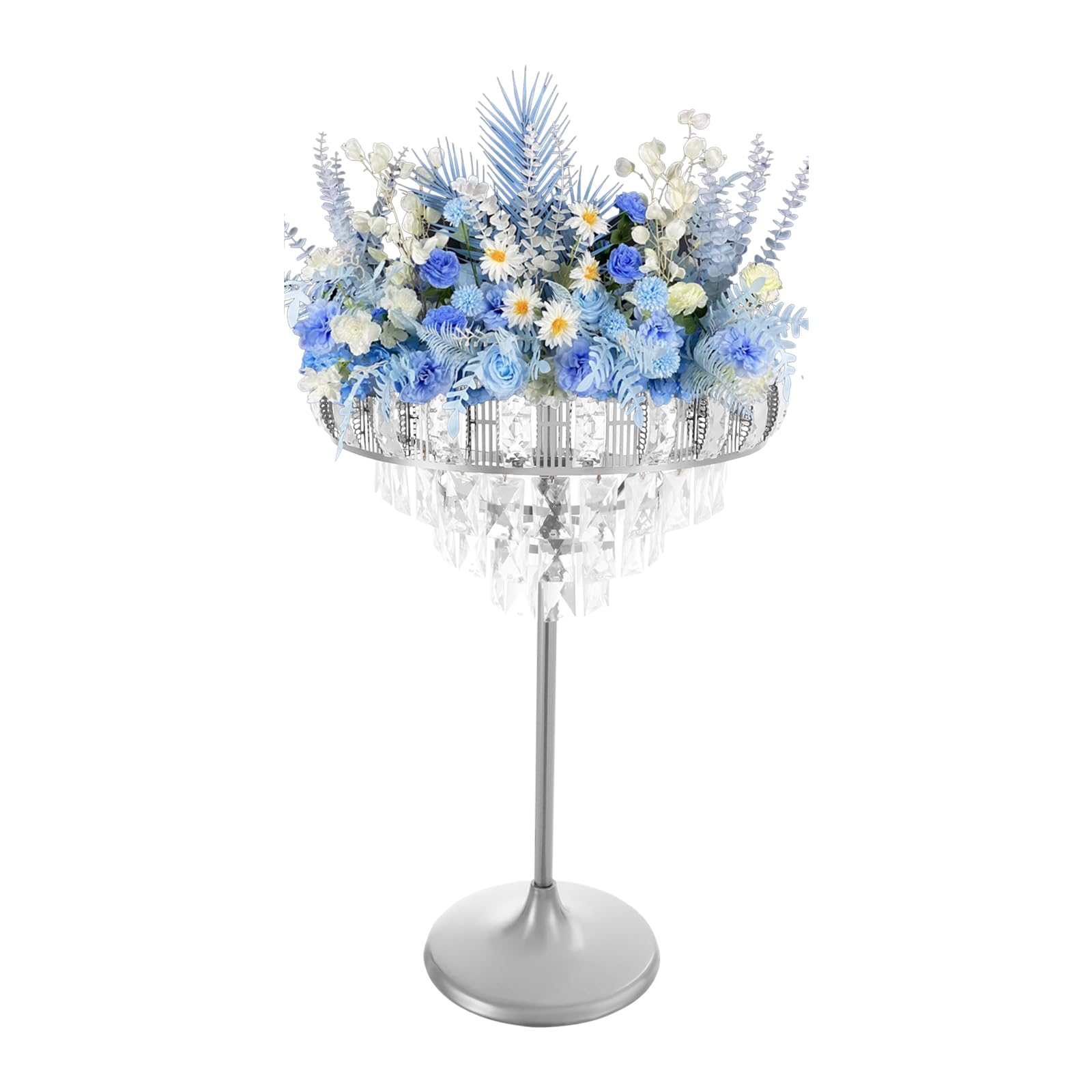 Supporto per fiori in acrilico e metallo, con ciondolo in cristallo, moderno | Decorazione da tavolo per matrimoni, eventi, supporto per fiori, 42 x 60 cm