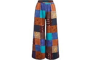 Women's Patchwork Pants: Flare Leg Patchwork Hippie Style