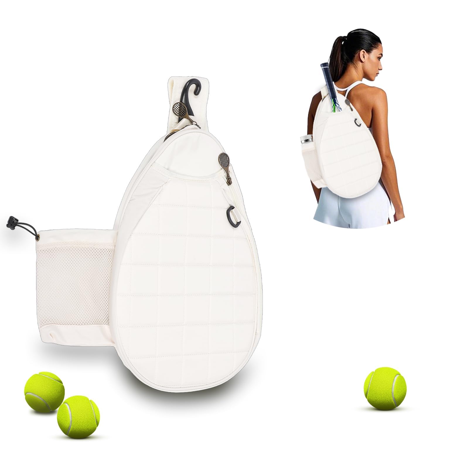 Ejoyous Borsa da Tennis, Borsa da Tennis Borsa per Racchetta da Tennis Zaino da Tennis Leggero Borsa a Tracolla Imbottitura in Schiuma di Grande capacità Pagaia per Pickleball