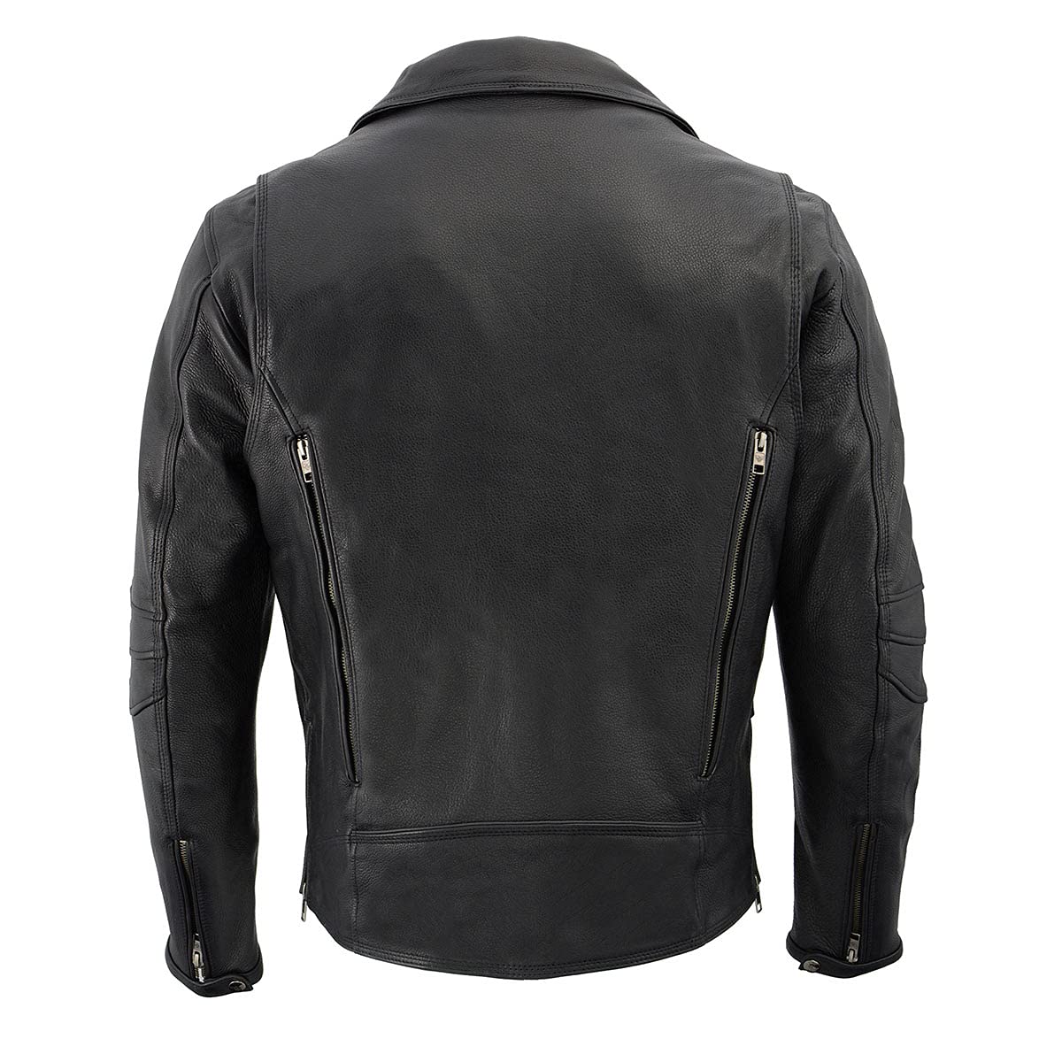 Milwaukee Leather MLM1515 Mens Classic Beltless Black Leather Triple Stitched Motorcycle Biker Rider Jacket — view 5