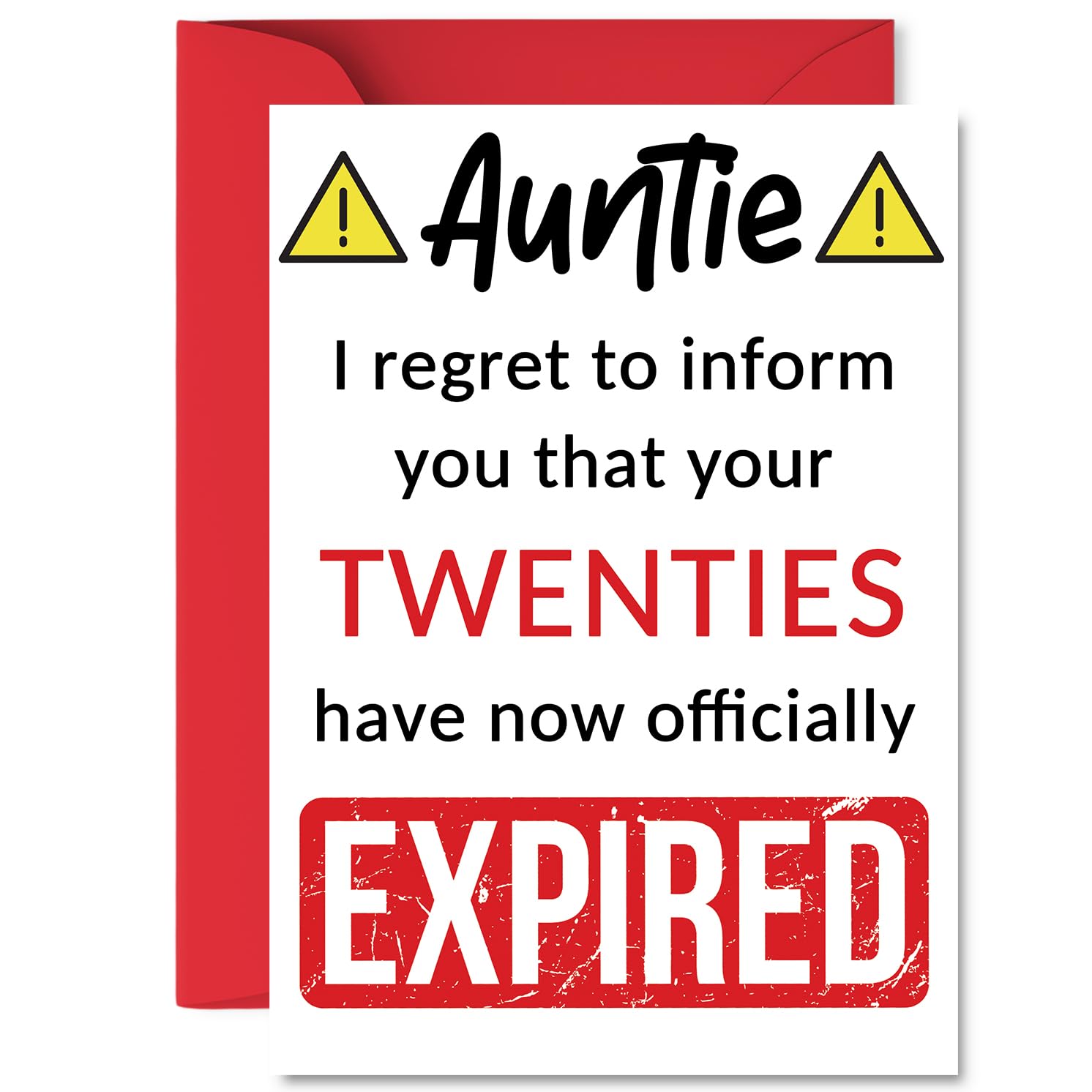 Funny 30th Birthday Cards for Auntie - Your Twenties Have Expired - Happy Birthday Card for Aunt Auntie Aunty from Nephew Niece, A5 Banter Joke Humour Bday Greeting Cards Gift