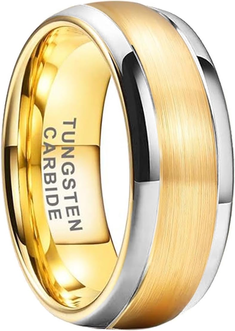 1.5CT CZ Wedding Ring Set for Women & Men Yellow Gold Plated Bridal Couple Rings Tungsten Ring Elegant Wedding Band