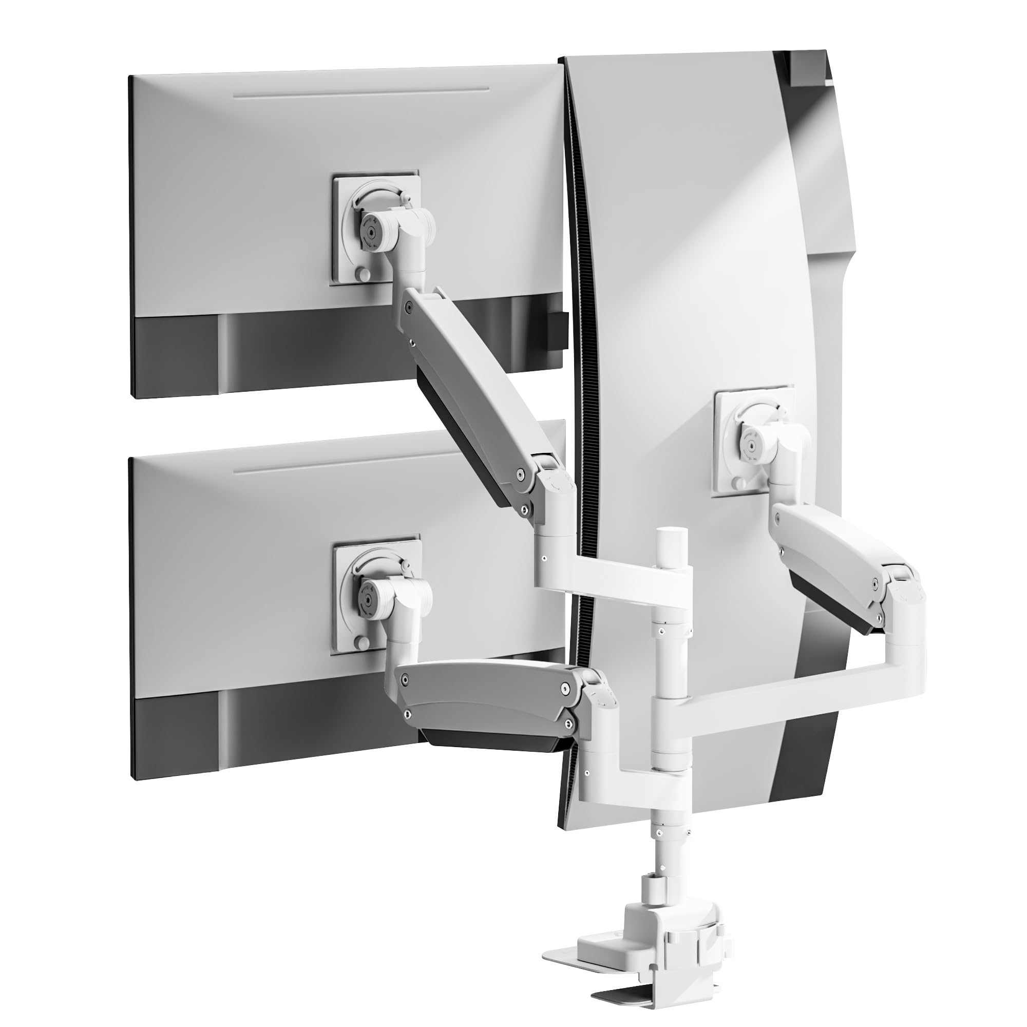 AVLT Dual 57 Inch Heavy Duty Stacking Monitor Arm and Single Monitor Arm Add-On Kit Easy to Install Top Mount